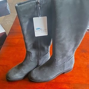 Aqua College zip up boots. Never worn.  Size 8.5.  Blueish gray.